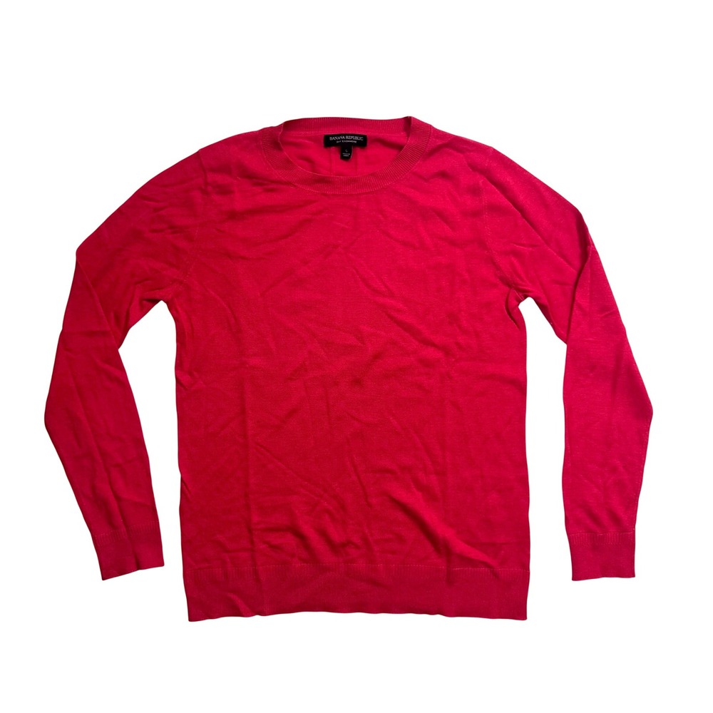 Banana Republic Sweater S Red Silk Cashmere Crewneck Long Sleeve Pullover